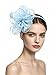 SAFERIN Fascinators Hat for Women Tea Party Headband Kentucky Derby Wedding Cocktail Flower Mesh Feathers Hair Clip (TA2-Light Blue)