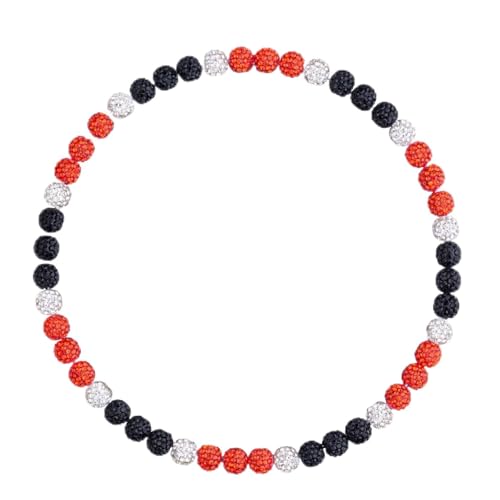 NUKAYAI Baseball Necklace Beaded 16in Bling Ice Collection Circle Chain for Boys Men Jewelry Orange/White/Black Rhinestone Baseball Accessories Drip Necklaces Baseball Gifts for Boys Player Lover Team
