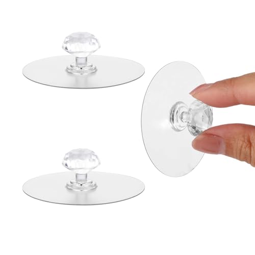 Qianyu Lot de 2 boutons de tiroir transparents en forme de diamant pour armoire, cuisine, salle de bain, commode, meubles, porte, fenêtre, autocollants,...