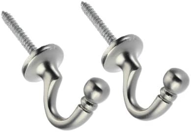 Swish Ball Metal Curtain Tie Back Hooks, Satin Nickel, Large, Pair