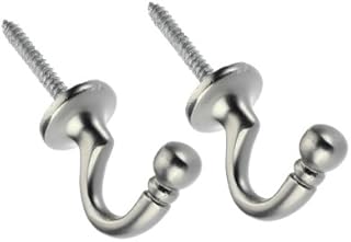 Swish Ball Metal Curtain Tie Back Hooks, Satin Nickel, Large, Pair