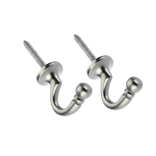 Image of Swish Ball Metal Curtain Tie Back Hooks, Satin Nickel, Large, Pair
