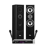  Evidence Acoustics Colonnes Son HiFi Pack Karaoke STAR5-1000W PMPO, Ampli stéréo 2x50W, USB Bluetooth, FM, 2 Micros Inclus
