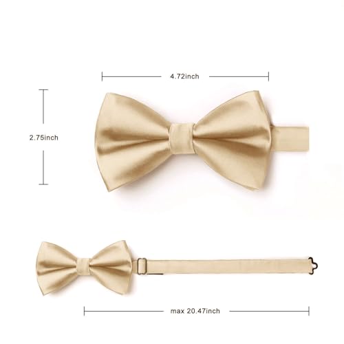 Image of HISDERN Bow Ties for Men Solid Color Pre-Tie Bow Tie and Pocket Square Set Classic Formal Tuxedo Bowties for Wedding Party