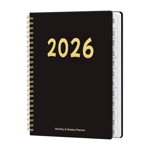 Agenda 2026, cuaderno de 12 meses, planificador semanal mensual diario 2026. Para uso escolar, estudiante, profesor, familia, hogar y universidad