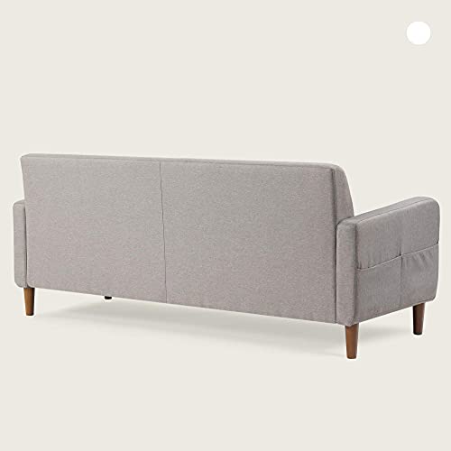 Mellow Adair Mid-Century Modern Loveseat/Sofa/Couch With Armrest Pockets, Light Grey #TOP4