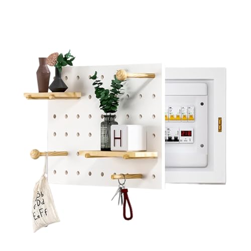 Couvercle boîte électrique décorative vide vertical avec panneau perforé bois et étagère - 2