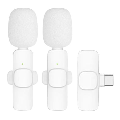 Flohterys Micrófono Lavalier Inalámbrico Bluetooth K9 Micrófono con Reducción de Ruido de A Dos Micrófono para Transmisión en Tipo C