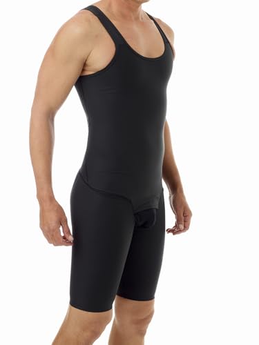 Underworks USA Mens Compression Bodysuit Shaper - Girdle for Gynecomastia Belly Fat and Thighs - No Rear Zipper 9572
