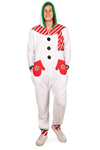 Tipsy Elves' Men's Snowman Jumpsuit - White Funny Classic Character Holiday Onesie Size X-Large