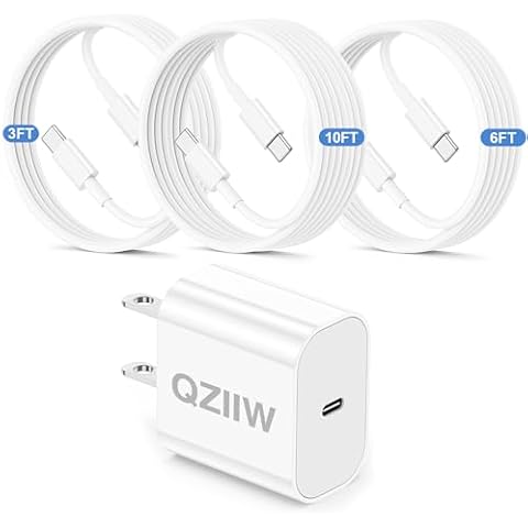QZIIW iPhone 15 Fast Charger,3/6/10 Feet Fast Charging 60W Cable,iPad Fast Charger, USB C to USB C Charging Cable,for iPhone 15 Pro/15 Plus/Pro Max, iPad Pro 12.9/11 inch, iPad Air 5th/4th/ipad Mini Cover