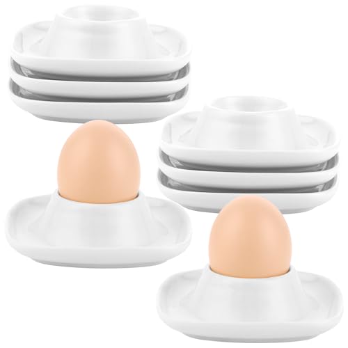Oungy 8 Stück Eierbecher Porzellan, Weiß Eierbecher Lustig, 9,5 cm...