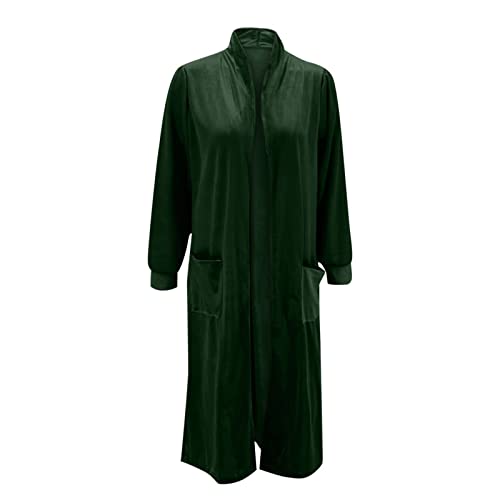 Women's Long Velvet Cardigan Jacket Lapel Collar Open Front Vintage Cardigan Sweater with Pocket3