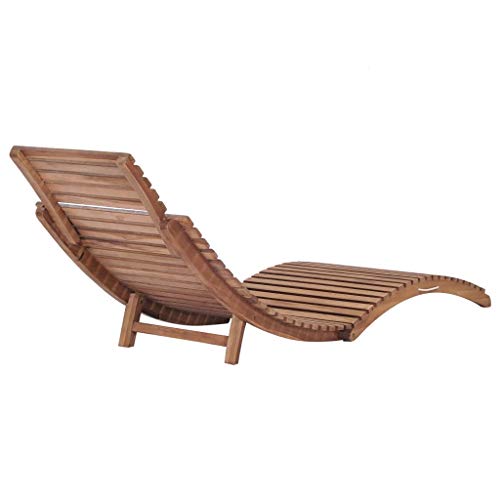INLIFE Folding Outdoor Sun Lounger Teak Wood Chaise Lounge Chairs Wooden Sunlounger for Poolside, Beach, Deck, Backyard, Balcony, Garden, Patio Furniture