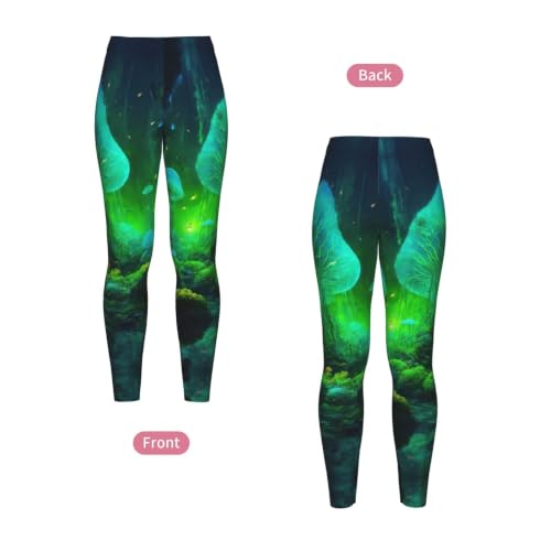 Leggings de compresión para mujer que reducen fatiga muscular con estampado de hongos 4