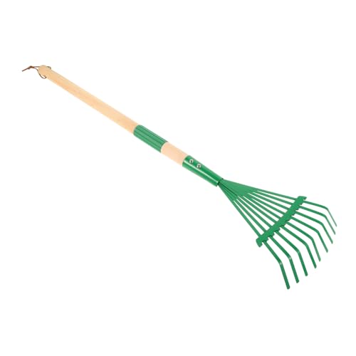 OFFSCH Rastrillo Jardín Infantil Desmontable con Mango Madera Rastrillo Metálico para Niñas Herramienta Jardinería Versátil para Exteriores y Limpieza