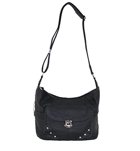 Roma Leathers Concealment Purse - Premium Cowhide Leather - Black - Studded - Dual Gun Entry - Adjustable Shoulder Strap - Designed in USA - 30 Day Manufacture Guarantee