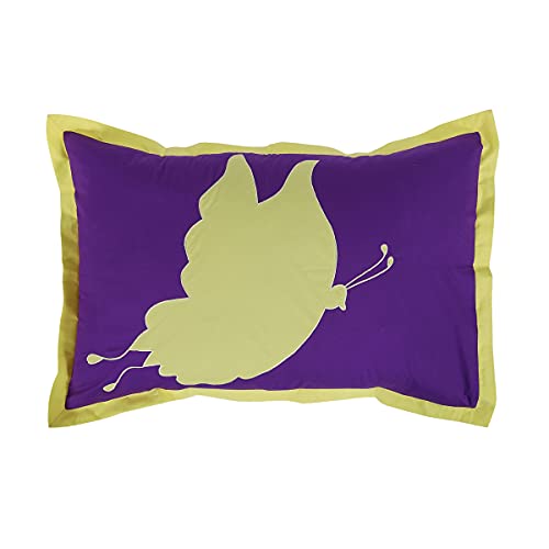 Image of Home Design Butterfly Patch Work Purple Color Pillow Cover for Contrast Color Bedsheets for Kids Bedroom, 16 x 22
