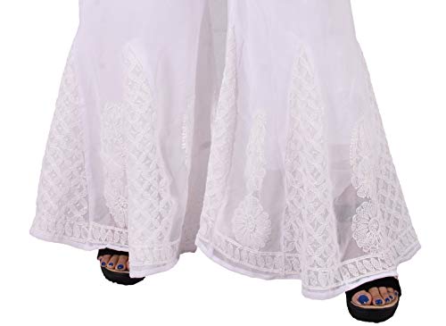 Image of Lavangi Women Lucknow Chikankari Hand Embroidered Chifffon Palazzo /Sharara (Free Size)