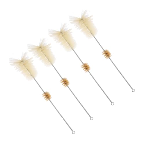 minkissy 4pcs Bottle Brush Bristles Tube Brush Erlenmeyer Brush Tube Cleaner Conical Flask Brush Laboratory Beaker Brush Drinking Straw Cleaner Brush Long Straw Brush