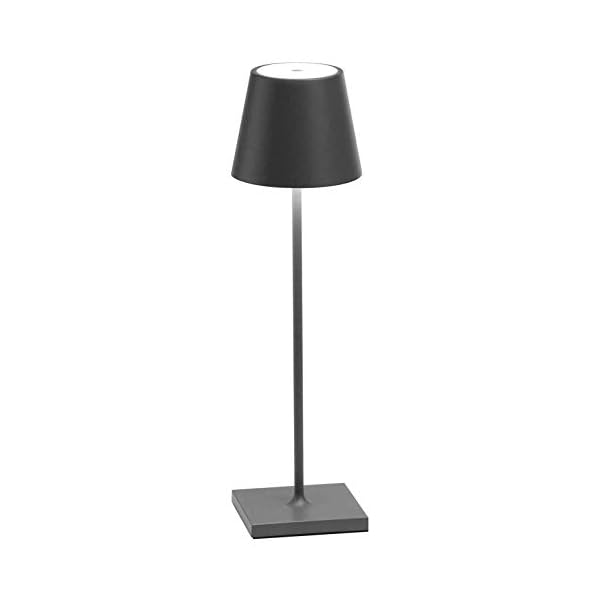 Zafferano Poldina-Wiederaufladbare LED-Tischleuchte, Dimmbar, Aluminiumgehäuse, Höhe 38 cm, Schutzart IP54, für den…