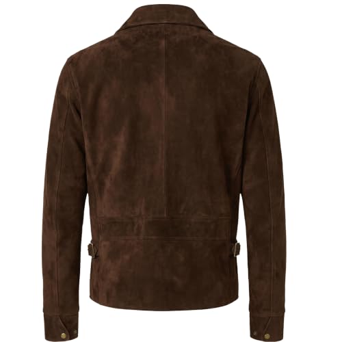 Image of Men's Suede Shirt Zipper Jacket Full Zip Casual Vintage Jackets Suede Leather Jackets for Mens