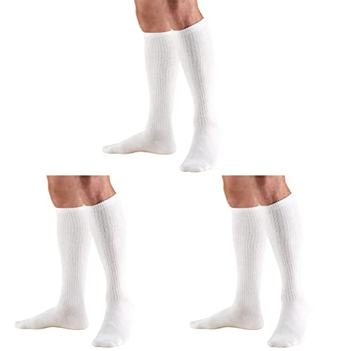 Image of Truform Medical Compression Socks for Men and Women, 8-15 mmHg Knee High Over Calf Length, White, Medium (8-15 mmHg) (Pack of 3)
