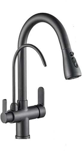 Mitigeur de cuisine avec douchette et eau filtrée gris 360