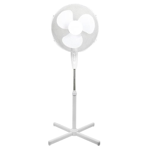 levitantes Ventilador de pie - 16 pulgadas, 3 aspas, 3 velocidades, color blanco, ideal para refrescar espacios interiores.*