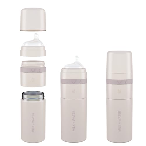 Image of MILK & WATER All in One Baby Bottle & Baby Formula Dispenser On the Go, 9oz - Keeps Water Warm & Formula Fresh - Baby Formula Mixing Bottle with Anti Colic Nipple - Leak-Proof - 6+ Months (Pink)