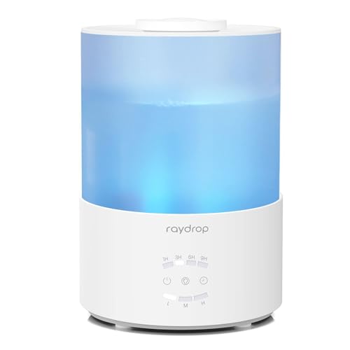 Image of raydrop Cool Mist Humidifier Diffuser, Essential Oil Diffuser, Top Fill Humidifier for Bedroom, Home and Office, Baby with Adjustable Mist Output, Auto Shut Off