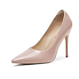 Elisabet Tang Women's High Heels Pumps Closed Pointed Toe Stiletto 4inch Heels Classic Office Special Dressy Wedding Pump Shoes Nude 7