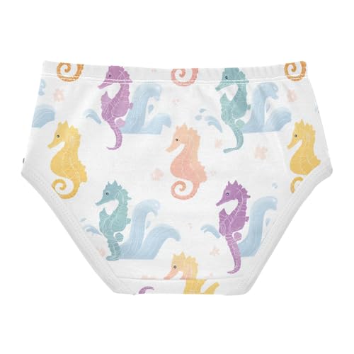 Wusikd Seahorses Waves Girls' Underwear Cotton Girls Briefs Soft Toddler Underwear 2T2