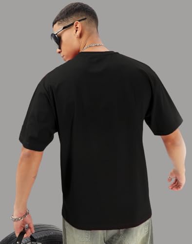 Image of Men's Half Sleeve Oversized Tshirt, Round Neck Longline Drop Shoulder Printed Loose Fit T-Shirt