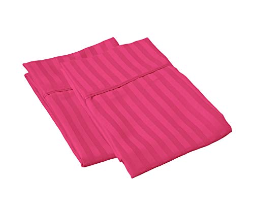 Toddler (14x20) Pillow Cases - Pack of 2 - Envelope Closure - Soft 600-TC Combed Cotton Fabric - Pillow Covers Travel Pillow Cases 14x20 Inches (Stripe, Hot Pink)