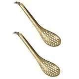 NULYLU 2 Stück Kaviarlöffel aus Edelstahl mit Ergonomischem Griff Geschlitzte Sieblöffel für Molekularküche Küchenhelfer für Restaurant Bar und Zuhause Poliert Langlebig und Komfortabel