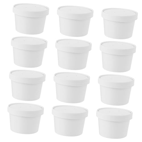 VALICLUD 25 juegos Vasos Desechables para Helado Tapas Blancas Vasos Prácticos de Papel con Doble para Bebidas Frías Leche y Comida Rápida