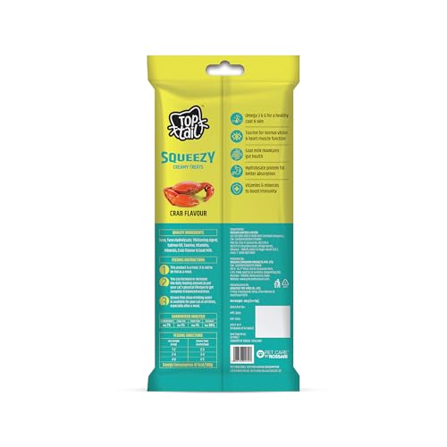 Image of Squeezy Creamy Treats for Cat | Crab Flavour | 60 Grams (12g x 5 Sachets) | Creamy Lickable Treats for Cats, Rich in Omega-3 & 6 Fatty Acids