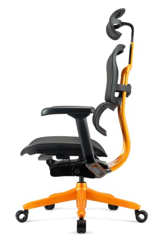 Image of Ergohuman ME7ERG GEN2 High Back Mesh Office Chair with Tilt Tension Control, Tilt Lock, Synchro Tilt, Seat Height, Seat Depth, and Arm Height Adjustments, Orange Frame