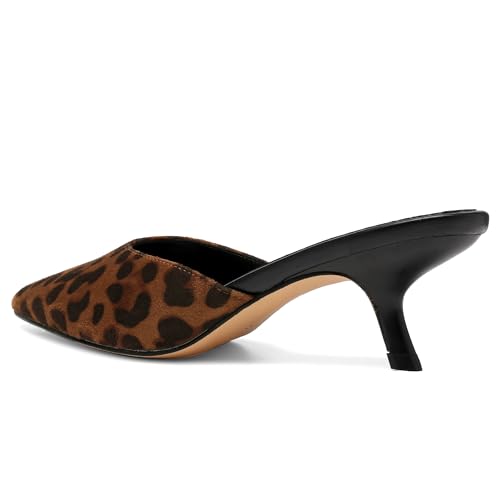 Image of Riekhany Women Kitten Heels Mules Closed Pointed Toe Slip on Stiletto Pumps