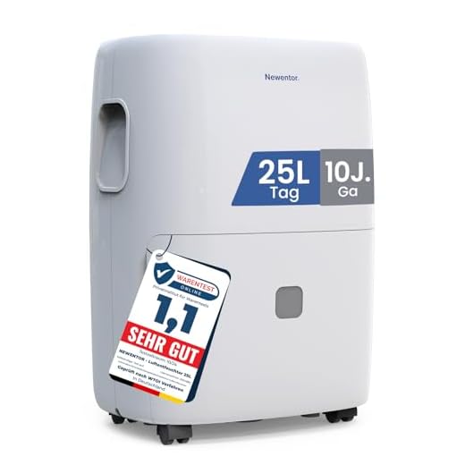 Newentor Luftentfeuchter elektrisch 25L, Entfeuchter elektrisch keller, Raumentfeuchter elektrisch, Dehumidifiers for home für 215m³/80m², mit Timer, Filter, Ablaufschlauch, 10 J. Gar.