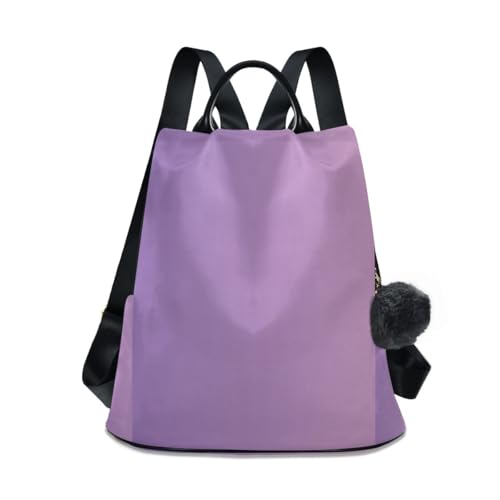 Sac à dos antivol violet dégradé femme sac de voyage tendance et léger avec pompon élégant