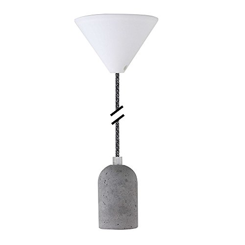 Accessoire pour lampe NCC-Licht - Ensemble design comprenant un câble, une douille style béton E27 et un cache-piton blanc Moderne gris
