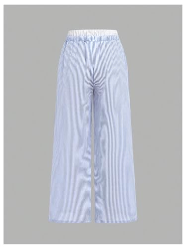 Verdusa Girl's Striped Athletic Wide Leg Pants Sport Workout Long Trousers2