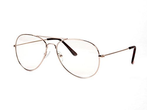 Clear Lens Aviator Sunglass, Gold 4 Pack3