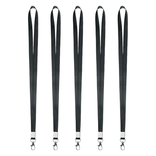 M METERXITY 5-Pack Lanyards for ID Badges 0.78in Wide Black