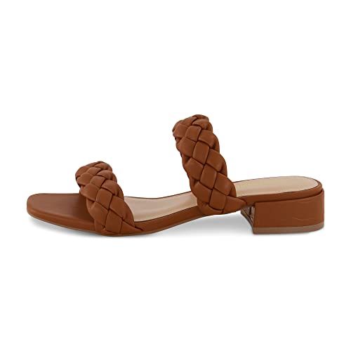 Cushionaire Women'S Nan Two Band Braided Low Block Heel Slide Sandal +Memory Foam And Wide Widths Available thumb #1