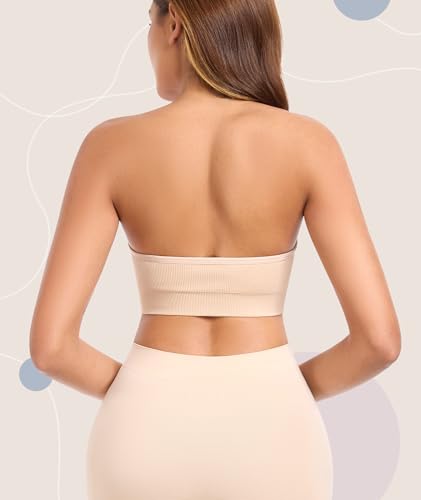 Strapless Bras for Women Non-Slip Padded Bandeau Bra Wireless Tube Top Bra Including Clear Straps3