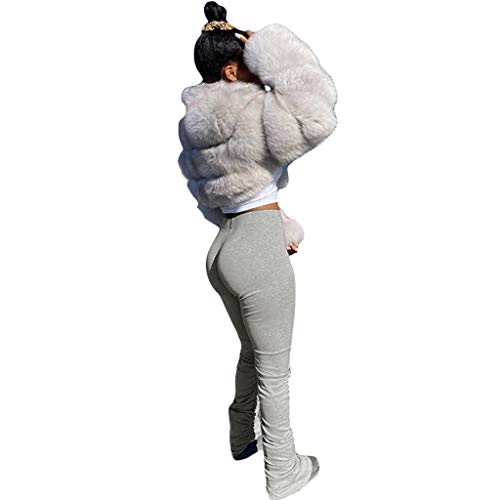 Generisch Women 's Run Workout Joggers Pantalones Gradient Yoga Deportes Apilados Leggings Pantalones Mujer Elegante Lino, gris, L