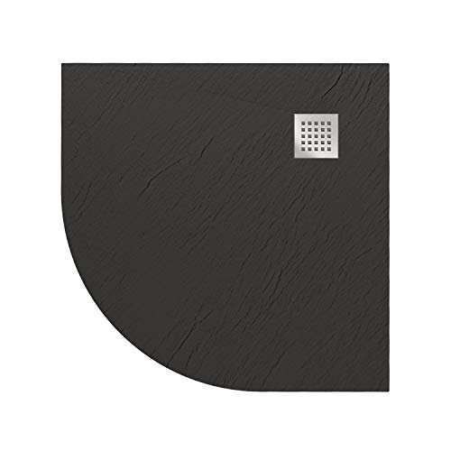 Piatto Doccia 90x90x2,6 CM Semicircolare Antracite Effetto Pietra mod. Blend